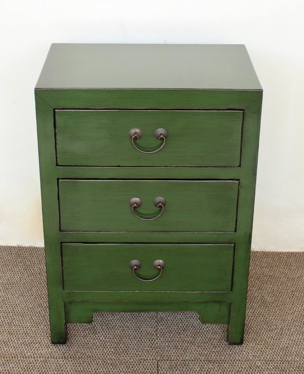 Green 3 Drawer Bedside